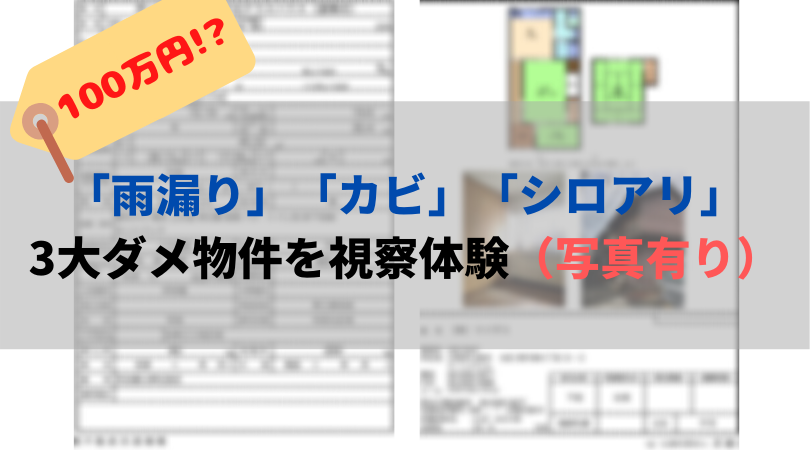 【100万円】「雨漏り」「カビ」「シロアリ」被害のある3大ダメ物件を視察してきた体験記。（実物写真有り）の記事のアイキャッチ画像